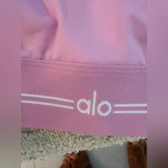 NWT ALO Yoga Airbrush Better Together Bra Candy Heart Pink/White Size S - Picture 7 of 8